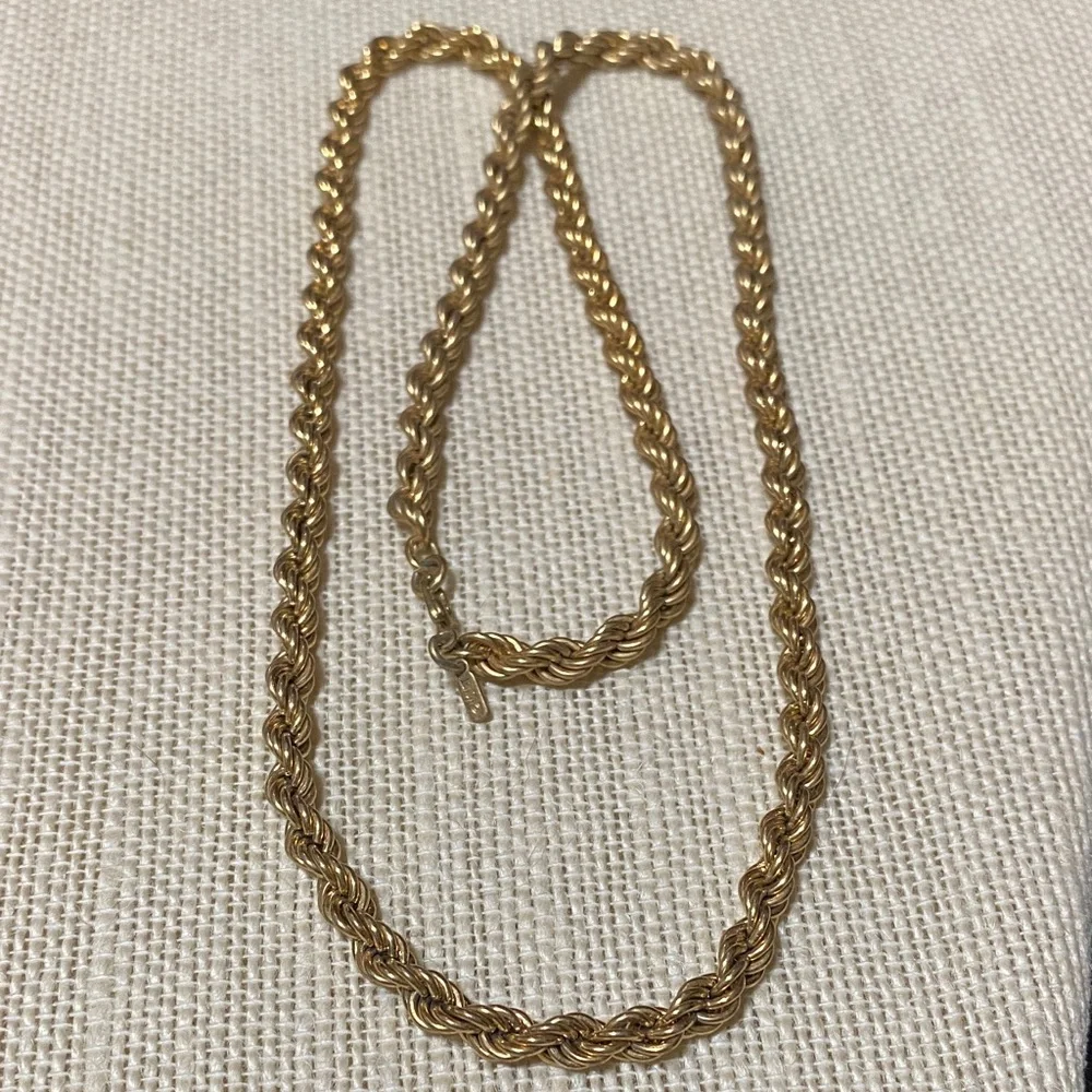 Vintage Monet 24” 5mm Gold Rope Chain Necklace
